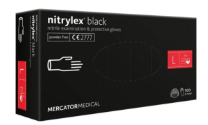 Rękawiczki jednorazowe nitrylowe czarne  roz. L 100 szt.
