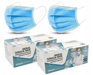 Maseczka ochrona na twarz 50 szt. niebieska